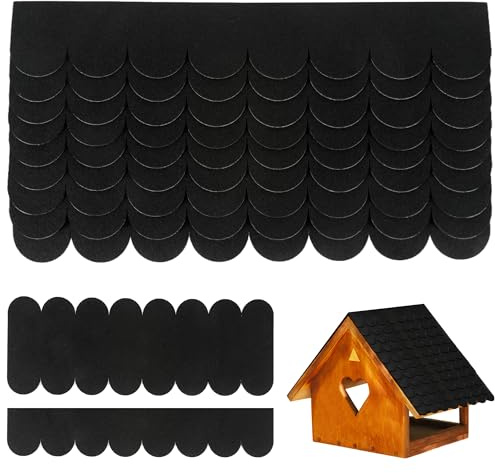 WUISOLQP 32 STK Dachschindeln für Vogelhaus, Dachpappe Selbstklebend Dachpappe Vogelhaus Schindeln Vogelhaus Bitumenschindeln für Nistkästen, Insektenhotels, Hundehütten, Kaninchenställe (Schwarz)