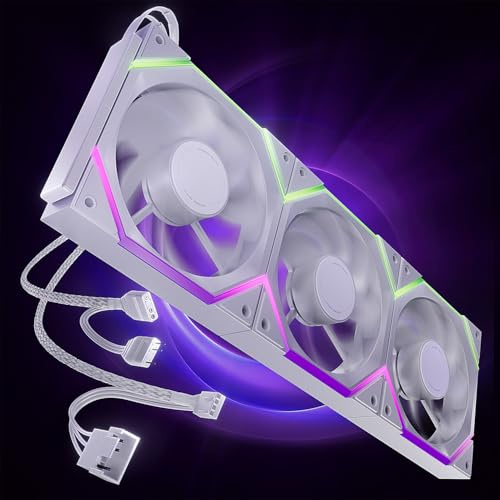 AsiaHorse Nyota Pro Ventilador de 120 mm con palas inversas, juego de 3 ventiladores de PC de 120 mm, entrada (intake) para el suelo/lado, ARGB PWM 2000 RPM, ventilador de carcasa silencioso, Pack de