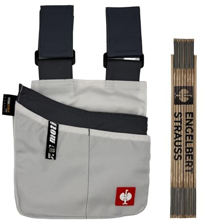 Engelbert Strauss Bundle – Allzweckholstertasche e.s.Motion mit Zollstock – praktisches Set für Handwerk & Heimwerker Set für Profis (weiß/grau)