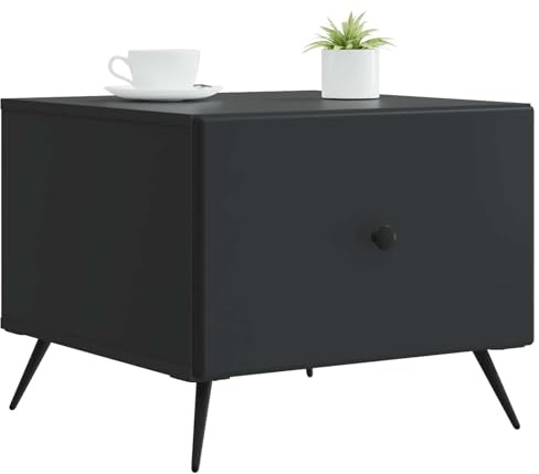 vidaXL Couchtisch mit Schubladen Schwarz 49 x 50 x 40 cm Holzwerkstoff, Eleganter Vintage Couchtisch, rechteckig, mit viel Stauraum, stylish und praktisch aus MDF