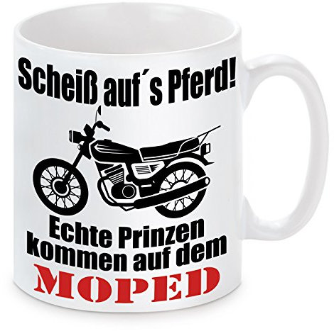 Herzbotschaft Tasse mit Motiv Modell Echte Prinzen. -Moped, Keramik, Weiß, 11 x 11 x 11 cm