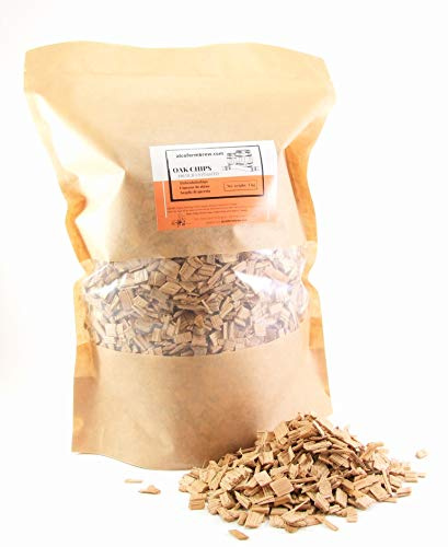 AlcoFermBrew Eichenholzchips Französisch (Natural Untoasted) 1kg - Eichenholzspäne | Räucherholz | Eichenholz Chips | Holzspäne | Holzfässer