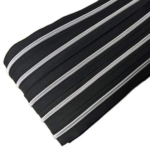 Schnoschi 2 m endlos Reißverschluss schwarz mit silberner 5mm Laufschiene + 5 Zipper, Spiralreißverschluss