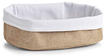 Zeller 25633 Aufbewahrungskorb, Jute/Baumwolle, ca. 26 x 18 x 11 cm, Weiß / Natur