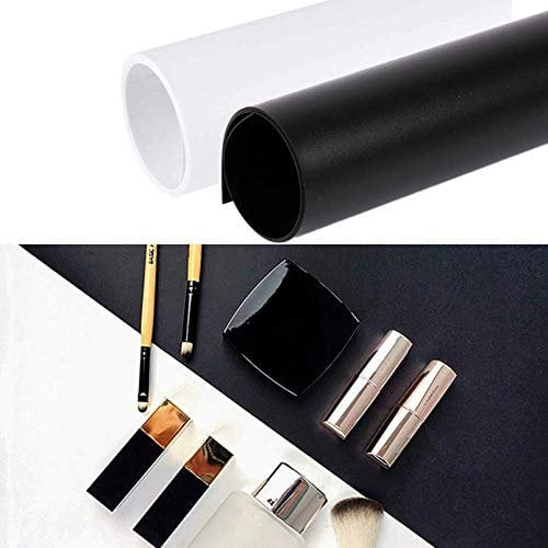 Selens PVC Hintergrund 50x100cm Fotografie Hintergründe Weiß Schwarz Matte Vinyl Background für Fotografie Fotostudio Video 2 Stück