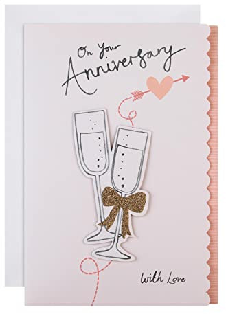 Hallmark Anniversary Card for Couple, To Both, Champagne Glasses Design, Pink