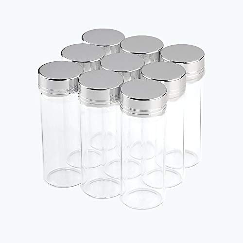 12pcs de Botellas de Vidrio Transparente de 40 ml con Tapa de Aluminio Plateado Frascos de Vidrio Vacíos Transparentes para Especias, Dulces y Botella de Vela