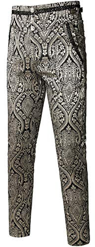 VATPAVE Mens Gothic Pants Cosplay Costume Trousers Steampunk Victorian Pants Small Gold