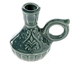 Danilovo portacandela a forma di brocca in ceramica per candele sottili, supporto per candele ortodosse, diametro fino a 1,1 cm (verde)