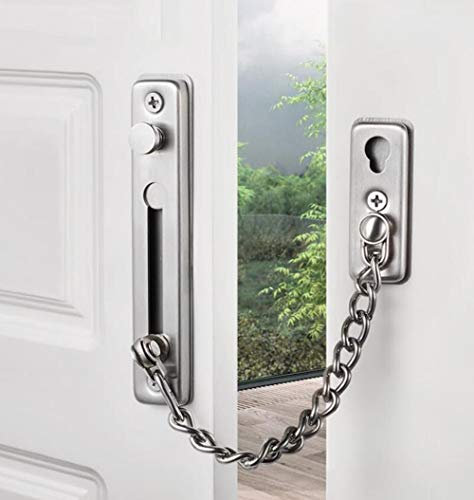 Serrure à chaîne de porte de sécurité Loquet de verrouillage de porte robuste avec boutons-pression à ressort Serrures à chaîne en acier inoxydable pour porte intérieure