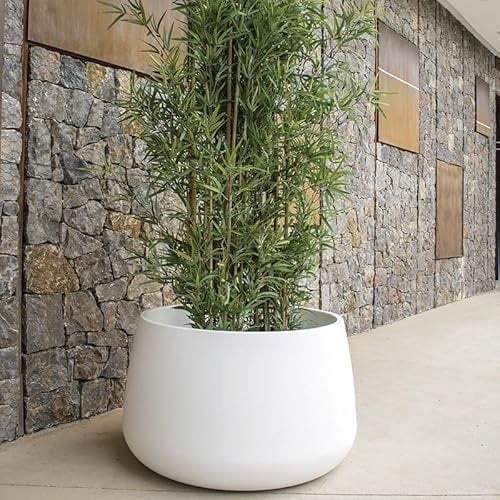 MOOVERE Pot de Fleurs en Couleur Opaque Moderne, en polyéthyléne, léger, résistant, pour Plante et Fleur (80cm, Blanc)