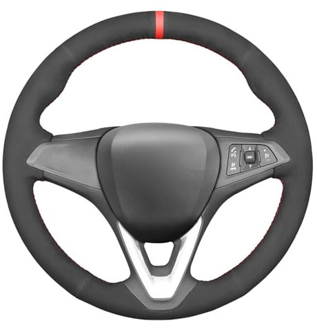 MEWANT Lenkradbezug für Opel Astra (K) / Corsa (E) / Crossland X/Grandland X/Insignia (CT) B/Karl/Zafira (C) DIY Hand Nähen Lenkradhülle aus Wildleder Lenkradschoner