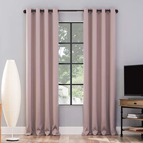 Sun Zero Nordic Lot de 2 Rideaux à œillets 100% occultants de qualité théâtre, 132,1 x 213,4 cm, Rose poudré