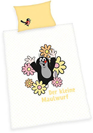 Herding Der kleine Maulwurf Bettwäsche-Set, Wendemotiv, Kopfkissenbezug 40 x 60 cm mit Hoteleinschlag, Bettbezug 100 x 135 cm mit leichtläufigem Reißverschluss, Baumwolle/Renforcé