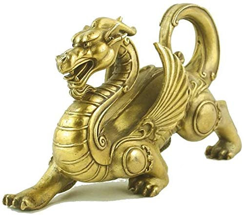 LSWKG Feng Shui Messing Pixiu/Pi Yao Statue Reichtum Wohlstand Home Decoration Figur Anziehen Geld und viel Glück Golden (Size : Small)
