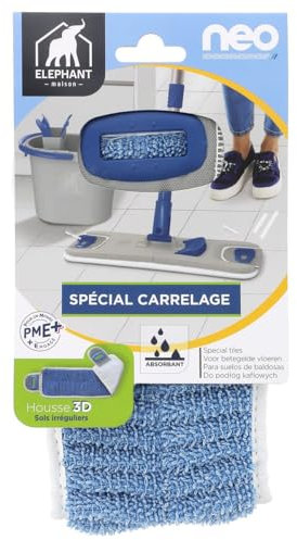 ÉLÉPHANT Maison - Housse Lavage NEO Carrelage - Nettoyage Profond - Atteint Joints & Aspérités - Tissage à Plis, Système Easy Clip - Lavable en Machine - Polyester - Haute Qualité