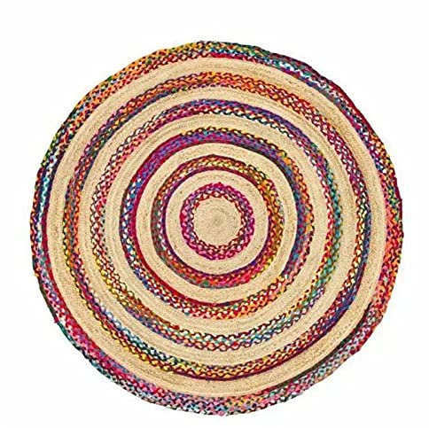 DNR Chindi-Jute-Teppich, indisch, Naturfaser, rund, 100 x 100 cm