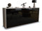 Stil.Zeit Sideboard Abraham, Korpus Weiss matt, Front Hochglanz-Design Schwarz (180x79x35cm) Push-to-Open Technik & Leichtlaufschienen