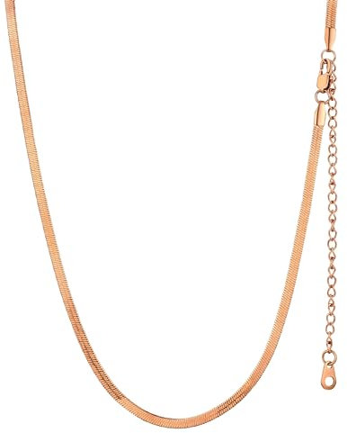 GOLDCHIC JEWELRY Collana Donna Catena Serpente Piatta Collana Donna Oro Rosa, Collana Girocollo Donna Oro a Catena Serpente In Acciaio Inossidabile 3 mm, Collana Serpente Donna Collana Snake 46cm