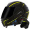 Motorrad Klapphelm Bluetooth Integralhelm Motorradhelm Matt Schwarz Gelb Modularer Erwachsener Crash-Helm für City Pendler Doppelvisiere Anti-Fog-Linse ECE/DOT-zertifiziert (B,M(57~58 CM))