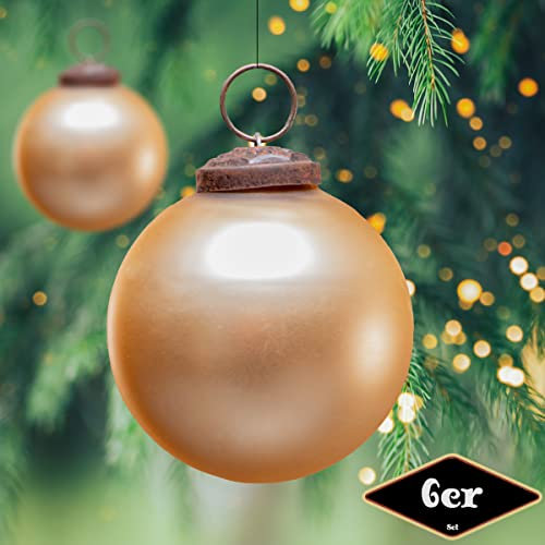 Antikas - Christbaumkugelset, Rund, 6er Set | Glas, Gelb | H8,0xB7,5cm