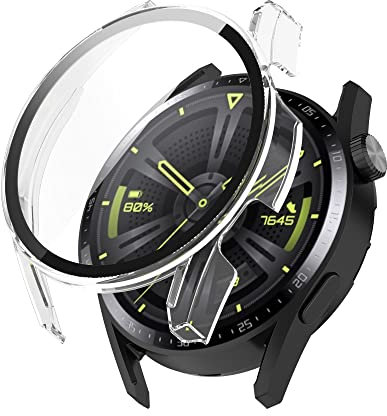 BoLuo Silicona Funda para Huawei Watch GT3 42mm Case, PC Plating Película Templada Caso Smartwatch, Flexible Protectora Cover Case para Huawei Watch GT3 42mm Accessories (blanco)