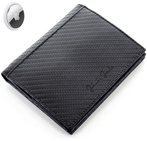Jaimie Jacobs Folder Boy AirTag-Edition Echtleder Geldbörse Slim Wallet mit Münzfach Scheinfach Platz für 20 Karten schlanker Geldbeutel im Hochformat mit RFID-Schutz Herren (Carbon)