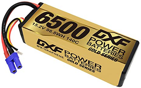 DXF batterie lipo 4s haute performance - 1 paquets lipo 4s 6500mah 15.2v 140c EC5 pour modèles rc - compatible avec losi, team associated & plus - puissance et durabilité pour vos courses et aventures