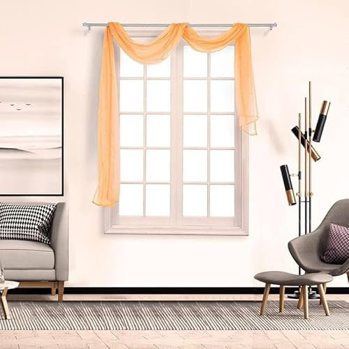 Devola Querbehang Freihanddeko aus transparentem Voile Heimdekoration Unifarbig Gardinen Schals Moderne Einfachheit Fertiggardine BxH 135x500cm Gelb 1 Stück