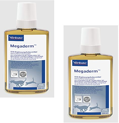 Virbac Megaderm Diätergänzungfuttermittel für Hunde und Katzen - Doppelpack - 2 x 250ml