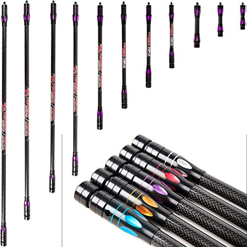 wolfman Bogenschießen Bogen Stabilisator Ausgleichsstange 4-34 Zoll Kohlefaser Stabilisatorstange Dämpfungsgewicht Stoßdämpferstange für Compoundbogen Recurvebogen Jagdzubehör (24 Zoll, Violett)