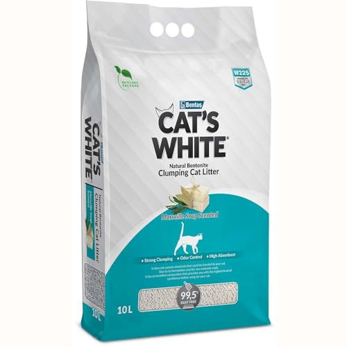 Cat's White Katzenstreu mit Duft von Marseille für Katzen, Geruchsabnahme für Katzen und Kätzchen, 10 l