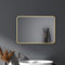 HY-RWML Wandspiegel Gold 60x80 cm Spiegel Rechteckiger groß Abgerundete Ecken Wandmontage Edelstahl Kosmetikspiegel für Badezimmer Wohnzimmer Glatte Spiegeloberfläche horizontaler vertikaler Einbau