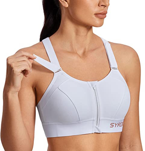 SYROKAN Sport BH Damen Ohne Bügel Starker Halt Shock Absorber BH Bequemer Gepolstert Weiss 90C