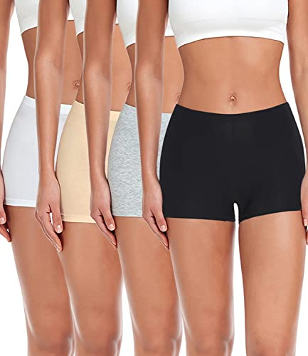 wirarpa Mutande Boxer Donna Culotte a Pantaloncino Cotone Shorts Intimo con Cavallo Cotone Pacco da 4