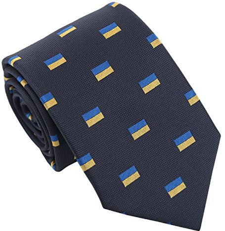 DQT Klassische Krawatte für Herren, bestickt, Flaggenaufdruck, Ukrainische Flagge, Einheitsgröße