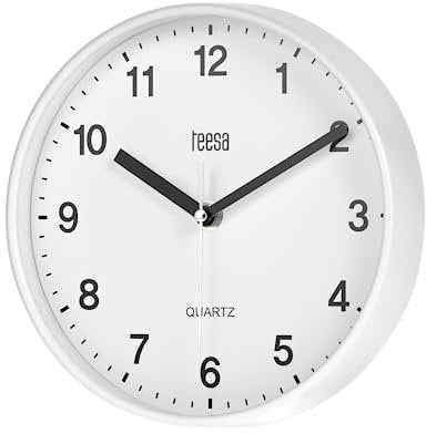 Teesa Reloj Analógico de Pared Universal 20 cm TSA0038 Blanco