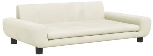 vidaXL Lit pour Chien, Canapé pour Animaux de Compagnie avec Cadre en Bois, Panier pour Chiots Maison Intérieur, Crème 100x54x33 cm Velours