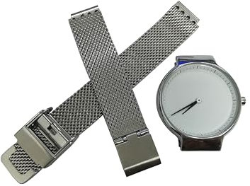 NZZXTO Replacement watch strap for Bering steel band size 14mm slide-in straight 155 series (14mm silver)