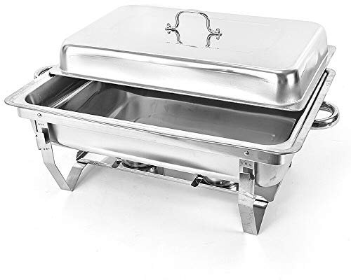 TESUGN Chafing Dish Profi Set, 9L Edelstahl Warmhaltebehälter, Speisewärmer, Edelstahl Buffet-Set für Catering Buffet und Party