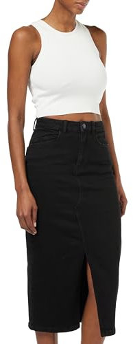 Noisy may NMKath Nw Slit Midi Skirt VI478BL Noos Donne Gonna Media Nera Streetwear, Nero, S