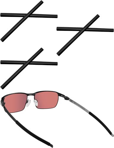 Acefrog 3 Paar verbesserte weiche Silikon-Ersatz-Bügelhülsen für Oakley Tincup OX3184, Pitchman OX8050, Tincup Carbon OX5095 runde Sonnenbrille, perfekte Passform, Schwarz