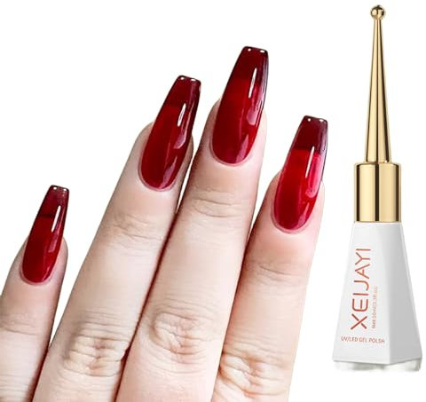 Bright Red Jelly Gel Polish - Clear Red Cherry Soak Off UV/LED Nail Art Professional Manicure Colors Home Salon DIY