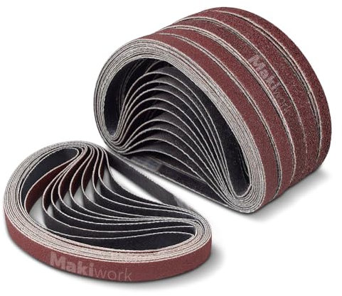 10 x 330 mm Schleifbänder Set - 60 Stück Aluminiumoxid Schleifbänder in 40/60/80/120/150/240 Körnung für Holzarbeiten, Polieren und Schleifen – Hochwertig, Langlebig, für Belt-Schleifmaschinen