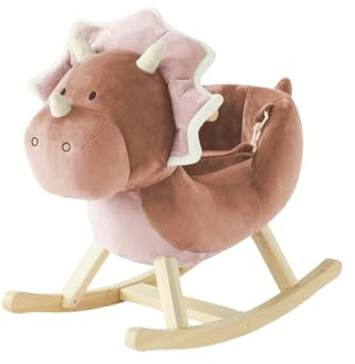NOUKIE'S - Bascule pour bébé - Dinosaure Rose Popsie - À partir de 10 Mois - avec Ceinture de sécurité