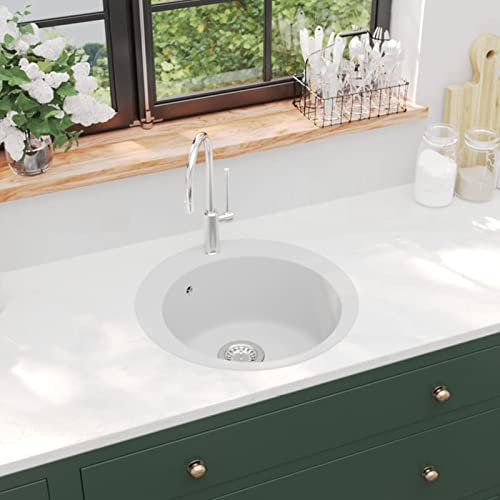 Fregadero de cocina de granito con un seno redondo blanco, Chaduof Mueble Pila Lavadero, Pila Fregadero Cocina, Fregadero Sobre Encimera, Fregadero Baño Encimera, Picas De Cocina