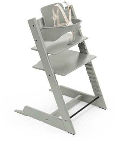 Stokke Tripp Trapp High Chair 2, Glacier Green - Includes Chair + Baby Set with Removable Harness for Children 6-36 Months - Adjustable, Ergonomic & Easy to Clean