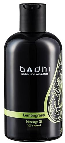 Bodhi® Massageöl Zitronengras 250 ml - zur Muskelentspannung mit Kokos- und Reisöl Vegan & 100% natürlich
