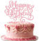 Gyufise 1Pcs Happy Birthday Cake Topper Glitter Cake Pick for Celebrating Anniversary Party Cake Decorations Supplies Pink