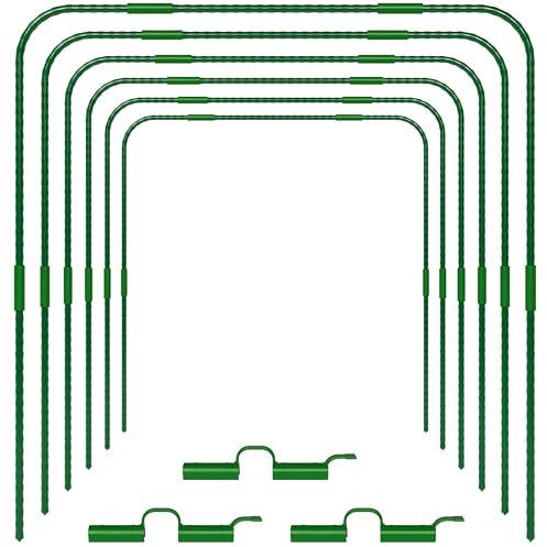 TTL GARDEN Vario 120 6xTunnelbogen System - 6er Set Folientunnel Bögen H 126 x B 128 cm zur Beetabdeckung - 4 mögliche Größen - rostfreie Stahl Tunnelbögen kunststoffbeschichtet + 30 Halteclips